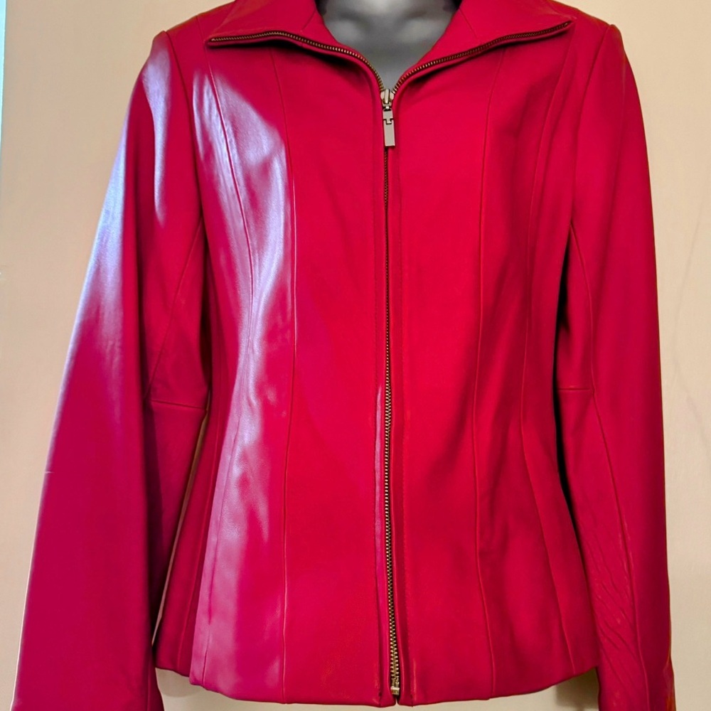 Avanti Women's Vibrant Red Leather Jacket